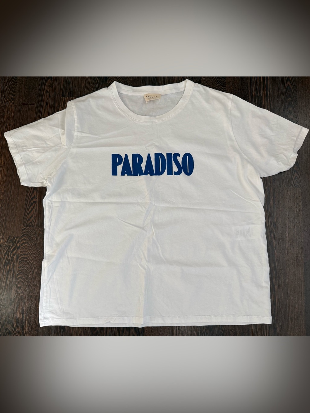 Sézane White T-Shirt with Blue 'PARADISO' Print Size XXL - Picture 2 of 8